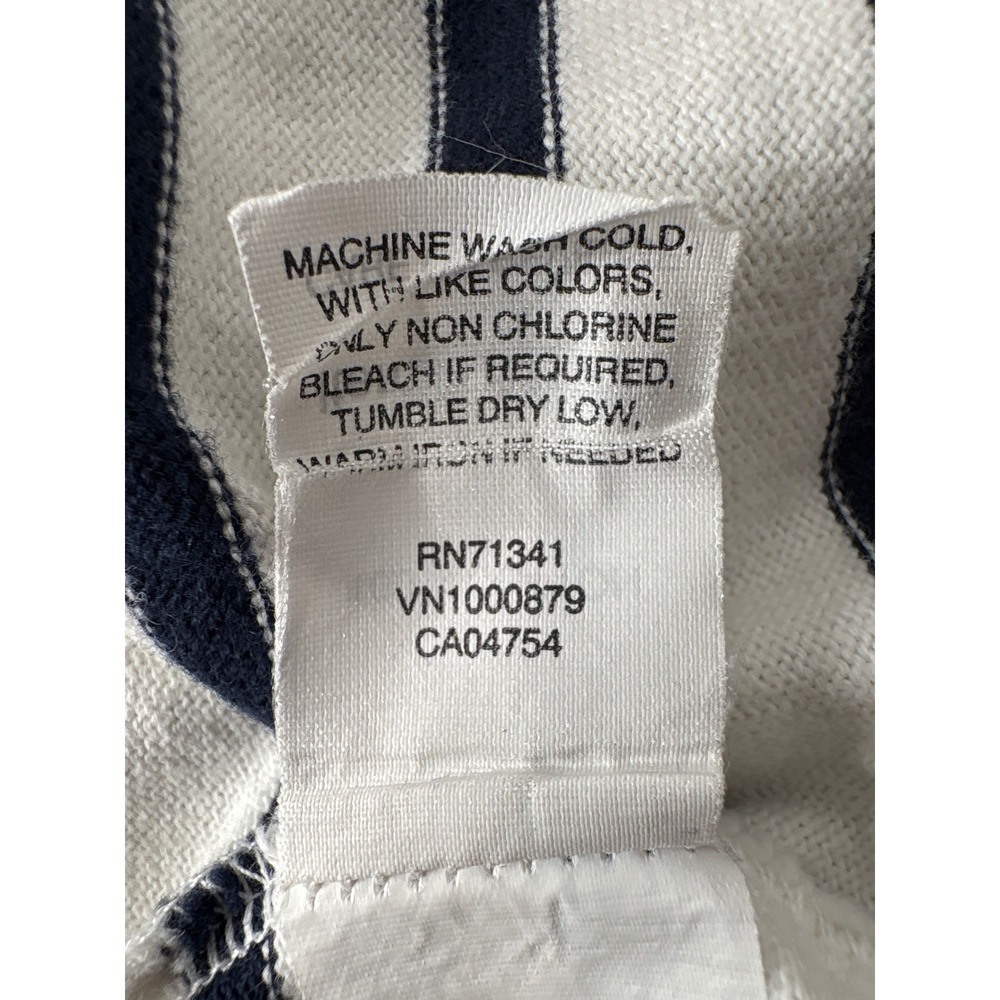 L.L. Bean Womens Blue Striped Cotton V-Neck Rugby Sweater Sz M Coastal Grandma - Picture 7 of 10